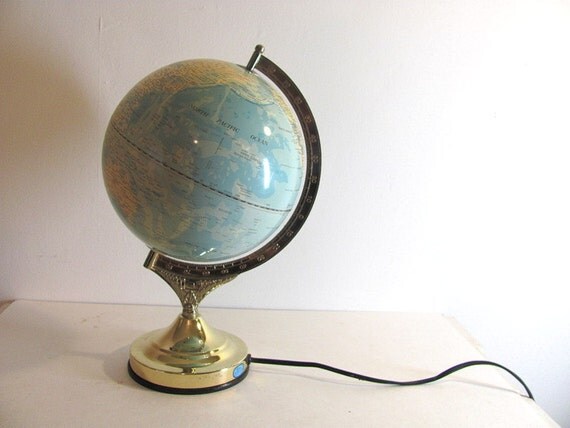 Vintage Light Up World Globe Touch Lamp by dirtybirdiesvintage