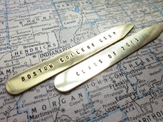 Custom Brass Hand Stamped Men's Collar Stays by SeizeTheNight