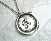 Classic Monogram Wax Seal Necklace, letter of your choice