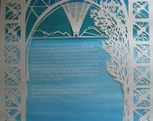 Williamsburg Bridge Papercut Ketubah - NYC - calligraphy - Hebrew - wedding artwork