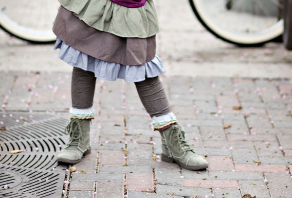 Brown Striped Leggings with Ruffles in grey, green stripe, tan and brown, bohemian girl's clothing, bohemian leggings sizes 12/18mos - 9/10
