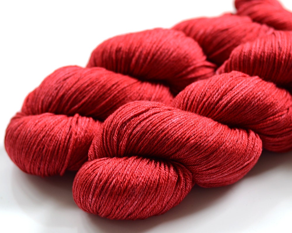 Hand dyed sock yarn - Red Delicious - Merino/silk