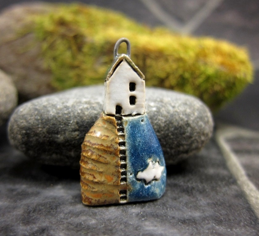Hilltop Cottage...Cloud Farm...Porcelain Pendant