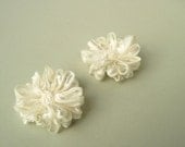 Ribbon Flower Embellishments in Ivory, 2 inch