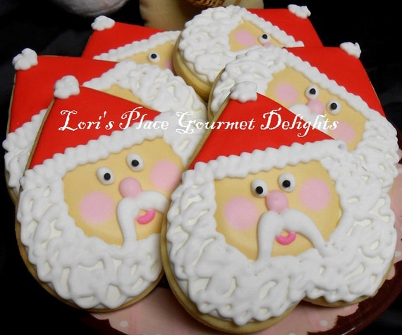 Heart Santa Face Cookies - 12 cookies