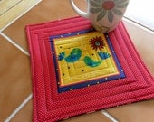 Lift Your Spirits Bright mug rug - oversized coaster - mini placemat Number 271