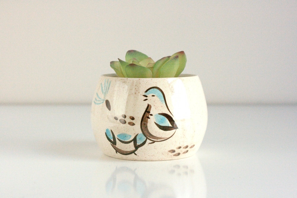Mid Century Ceramic Bird Sugar Bowl by Red Wing Pottery