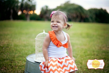 Childrens Clothing....The original etsy Buy 2 skirts get 1 FREE...The Orange Chevron Skirt... by laken and lila