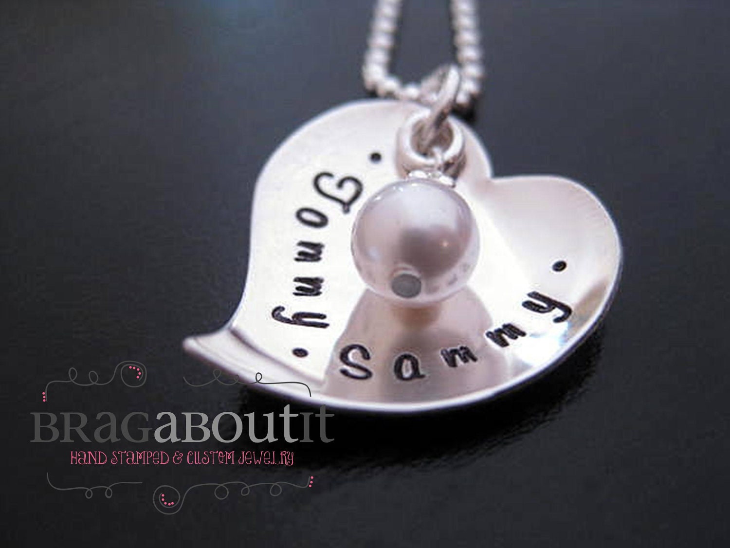 Hand Stamped Jewelry - Personalized Necklace - Sterling Silver - Sassy Cup of Love