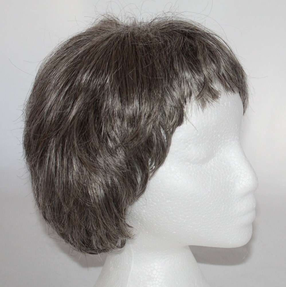 Short Salt And Pepper Wigs | vintage wig short salt and pepper synthetic by Short Salt And Pepper Wigs | vintage wig short salt and pepper synthetic by