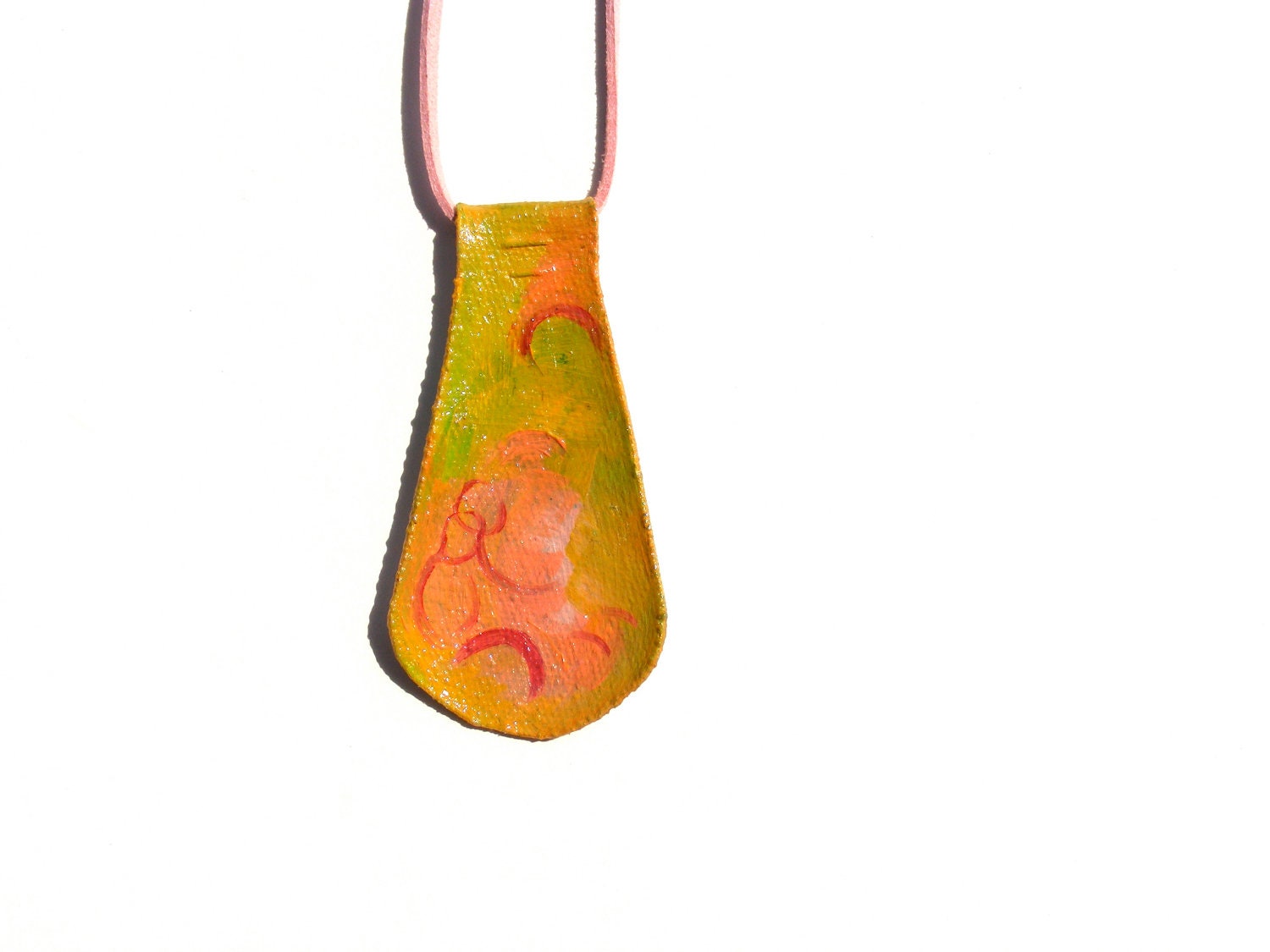 CLEARANCE - Original Abstract Painting. Miniature Canvas Pendant. UV protected. Abstract. 18 inch Chain. OOAK. Handmade by Calico City