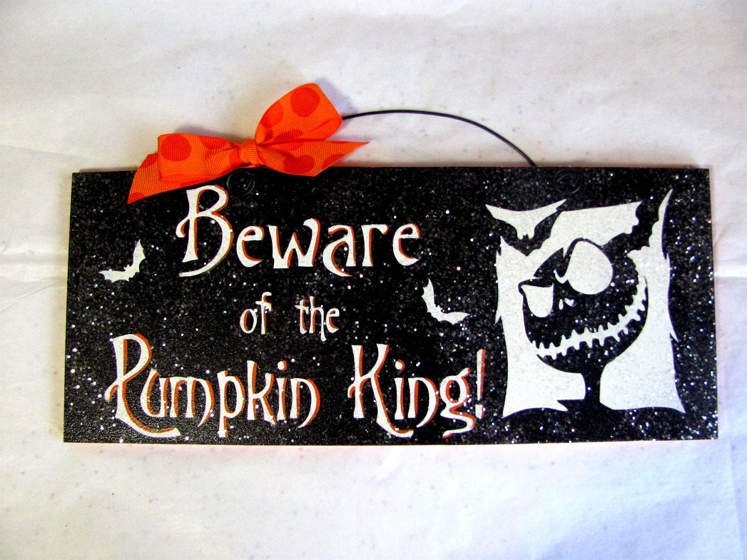 Halloween sign. Beware of the Pumpkin King. Nightmare Before Christmas.