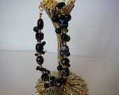 Plus Size Black Bracelet Gold Clasp 8.5 Inches