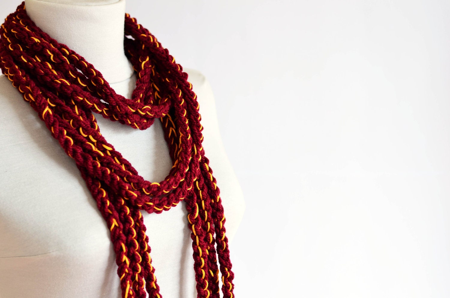 Oxblood Scarf - Infinity Chain Scarf - Crochet Loop Scarf - Winter Accessories
