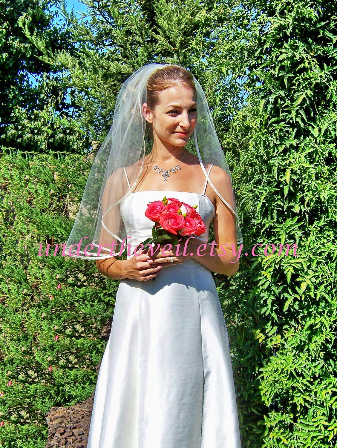SALE, Wedding Veils, elbow/waist length 1 tier, Ribbon Edge, Satin Edge Veil