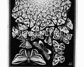 Butterflies 1950 Vintage Illustration Art Print on Card stock