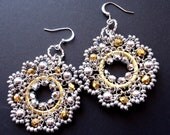 Hoop Earrings, Dangle, Weddings, Statement, Beadwork, Bridesmaid, Handmade, Glam, Diva, Bridal Accessories,Wire Wrapped, Bohemiam Jewelry