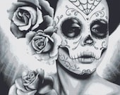 Dia De Los Muertos Cross Stitch PDF Pattern by Carissa Rose 'Felicity' Sugar Skull Cross Stitch