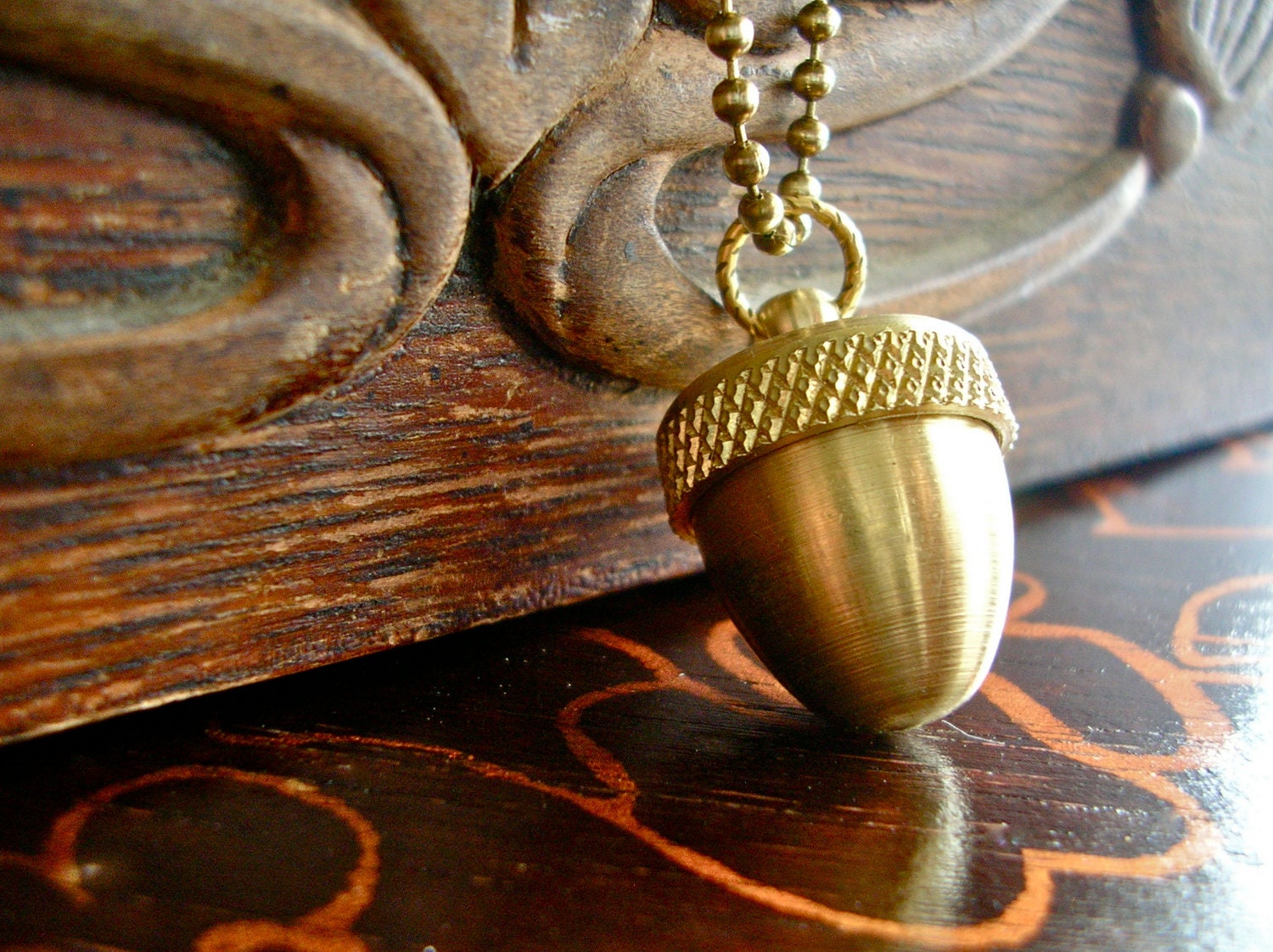Fall in Love Golden Brass Acorn Locket
