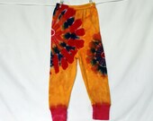 Children Baby Leggings 12 month Tie Dye Golden Yellow Orange Purple Fuchsia Cuffed AnnThen Baby