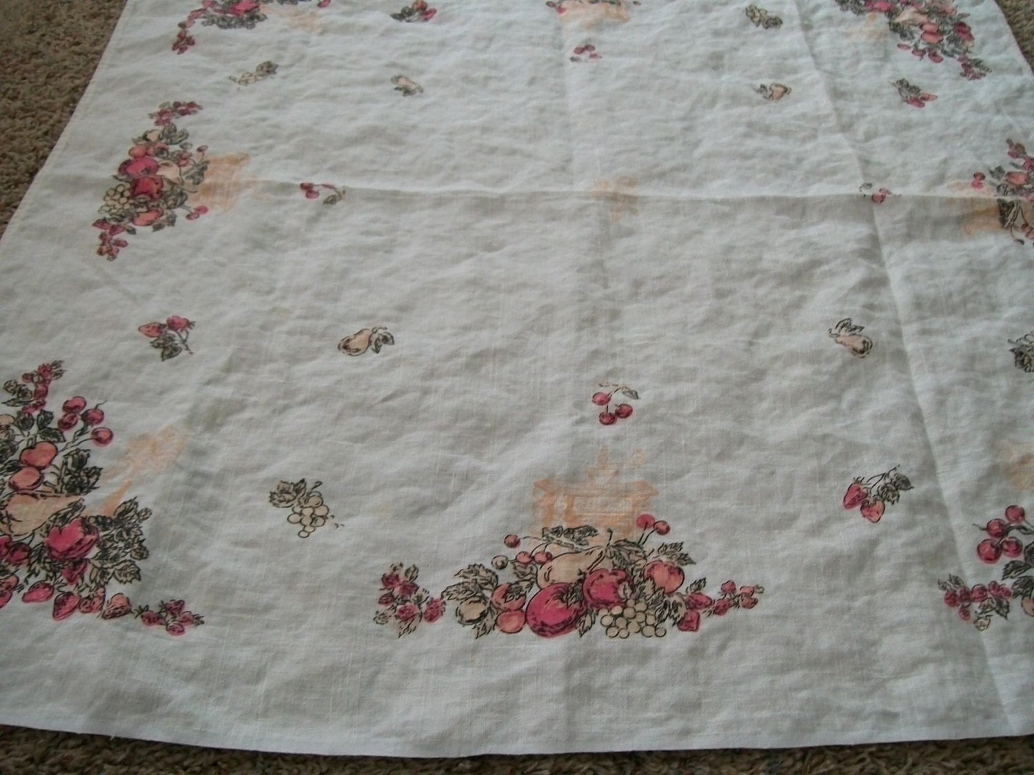 Vintage Tablecloth With Fruit