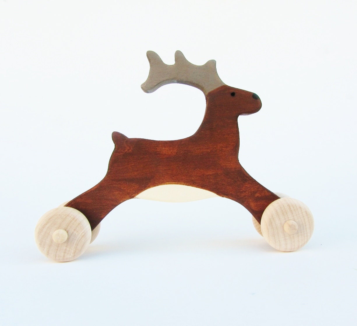 Wooden Reindeer Toy-  Christmas Deer gift- eco friendly natural kids