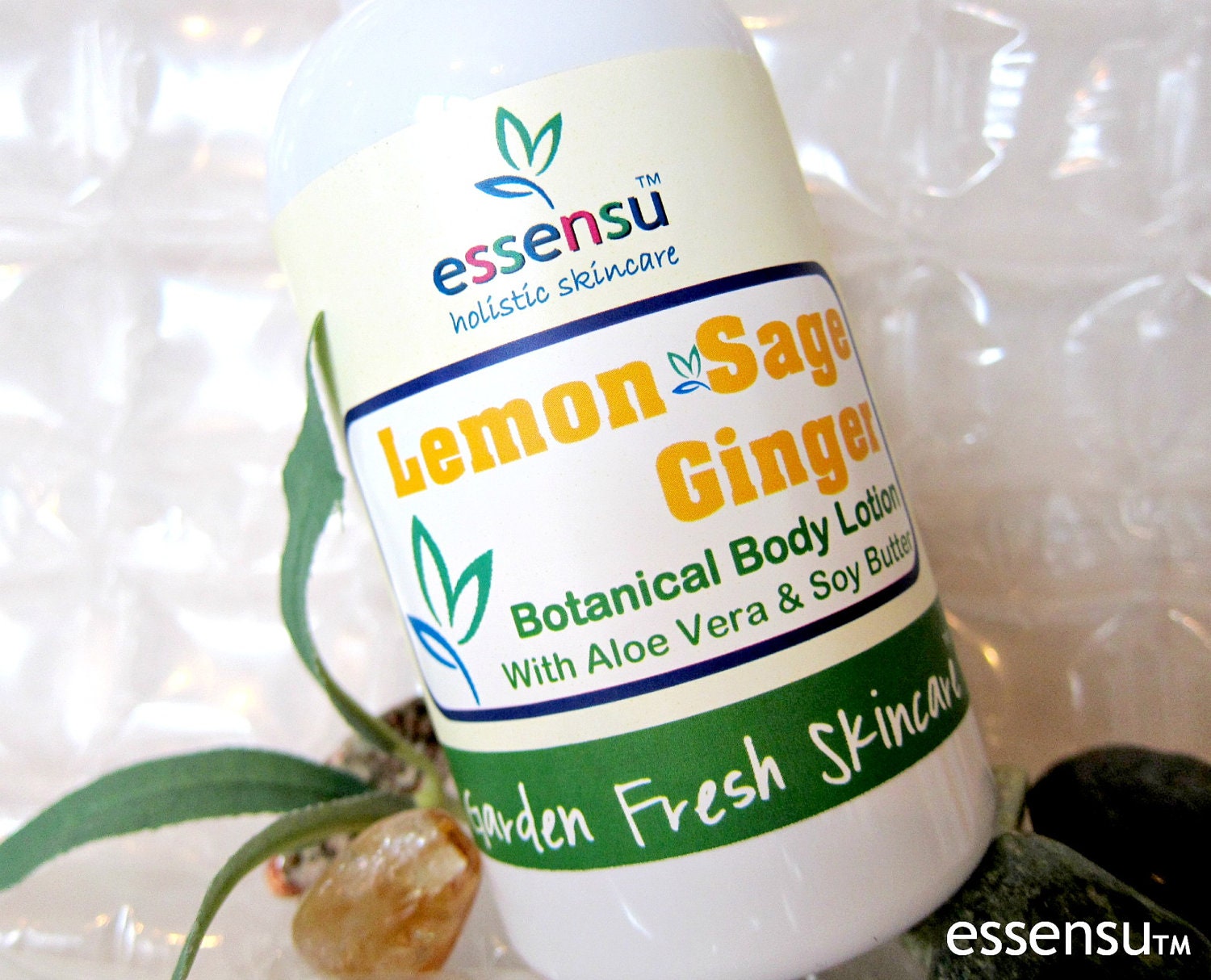 Lemon Sage Ginger Luxury Herbal Body Lotion - 8 oz Vegan No Parabens Spa Grade Formula