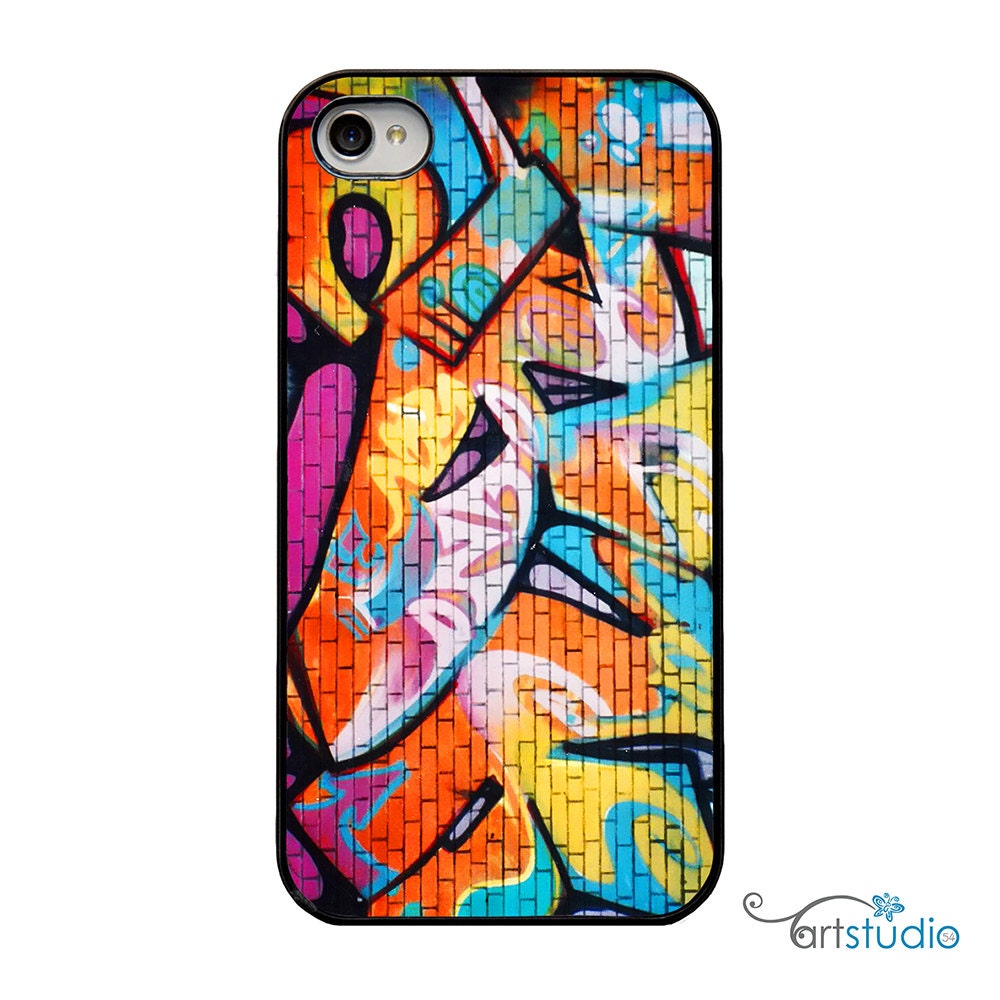 Spray Paint Graffiti Black or White Sides iphone Case - Iphone 4, 4s or 5 Hard Cover - Fun Bright Art Colorful Unique Trendy - artstudio54