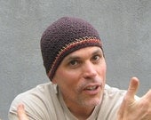 cotton hemp beanie/ short chocolate crochet