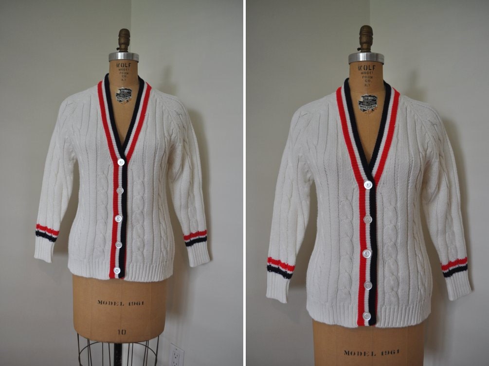vintage cardigan sweater collegiate 60's S