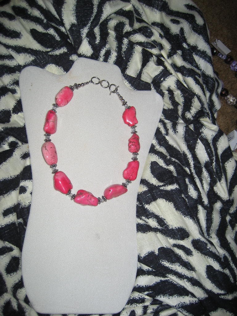 Cowgirl Chunky Pink Rocks & Crystal Necklace SALE  Handmade x CT Horses