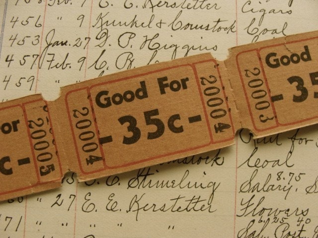 1 Dozen Nostalgic Antique Numbered Tickets