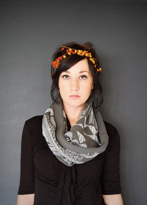 Going Hunting - print modern jersey hand printed circle cowl scarf - by Bark Decor