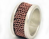 Woven, wedding band. silver and brass