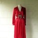 VINTAGE 70s Pierre Cardin red satin wrap dress