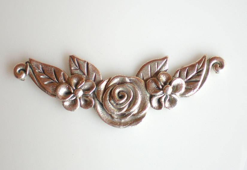 Antique Silver Long Floral Ornament Metal Stamping Frame Decorating Scrapbooking Altered Art Books Collage Glue On Glass Wood