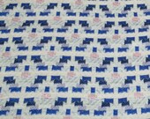 Vintage blue pink lilac geometric shapes fabric jersey stretch