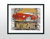 Vintage Car art photograph 8x10 mancave rustic weathered graphic art wall decor