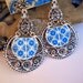 Portugal Blue Tile Replica Earrings from Porto 1671 - see actual facade photo - reversible