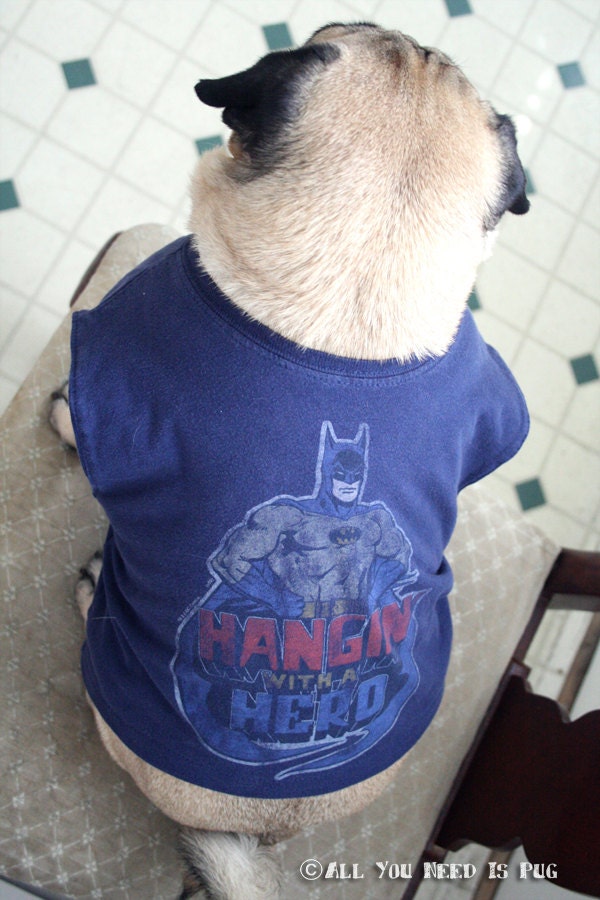 Dog Tee- Upcycled Batman Dog Tshirt - One of a Kind