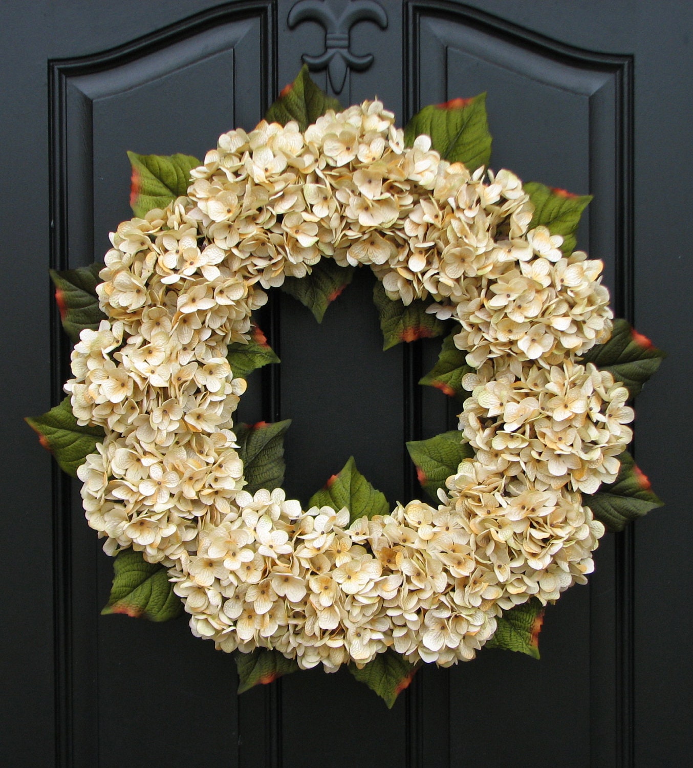 Wedding Decor, Wedding Wreaths, Champagne, Front Door Wreath, Holidays, Wedding Hydrangeas, Party Decorations