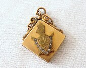 Vintage Victorian Gold Masonic Watch Fob Pendant with Knight Head