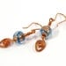 Teal Blue Earrings, Copper Spirals, Artisan Jewellery