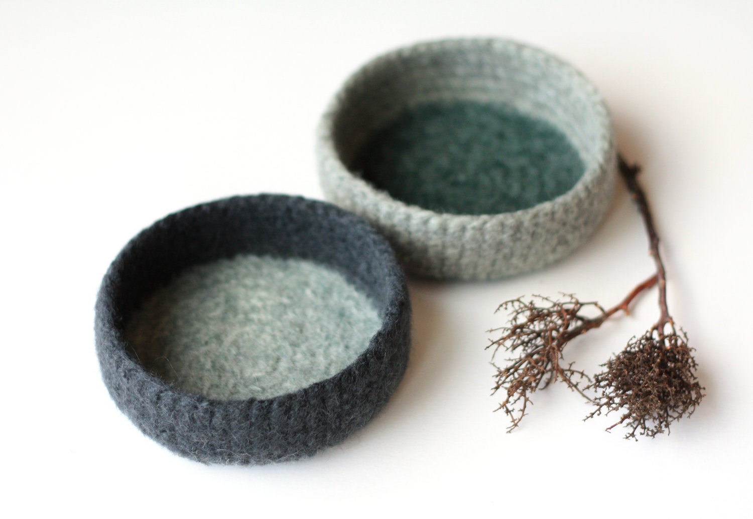 Midnight Blues Felted Bowl Duo