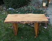 Unfinished rustic 3 foot garden bench wood outdoor indoor living edge coffee, end table or boot bench