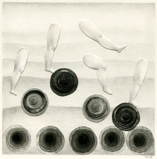 Original mixed media drawing - The legs and the circles