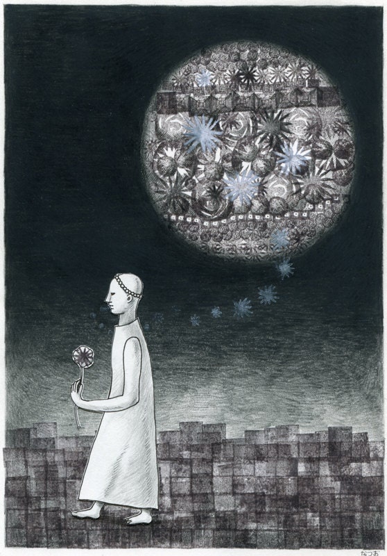 Original mixed media drawing - Winter star