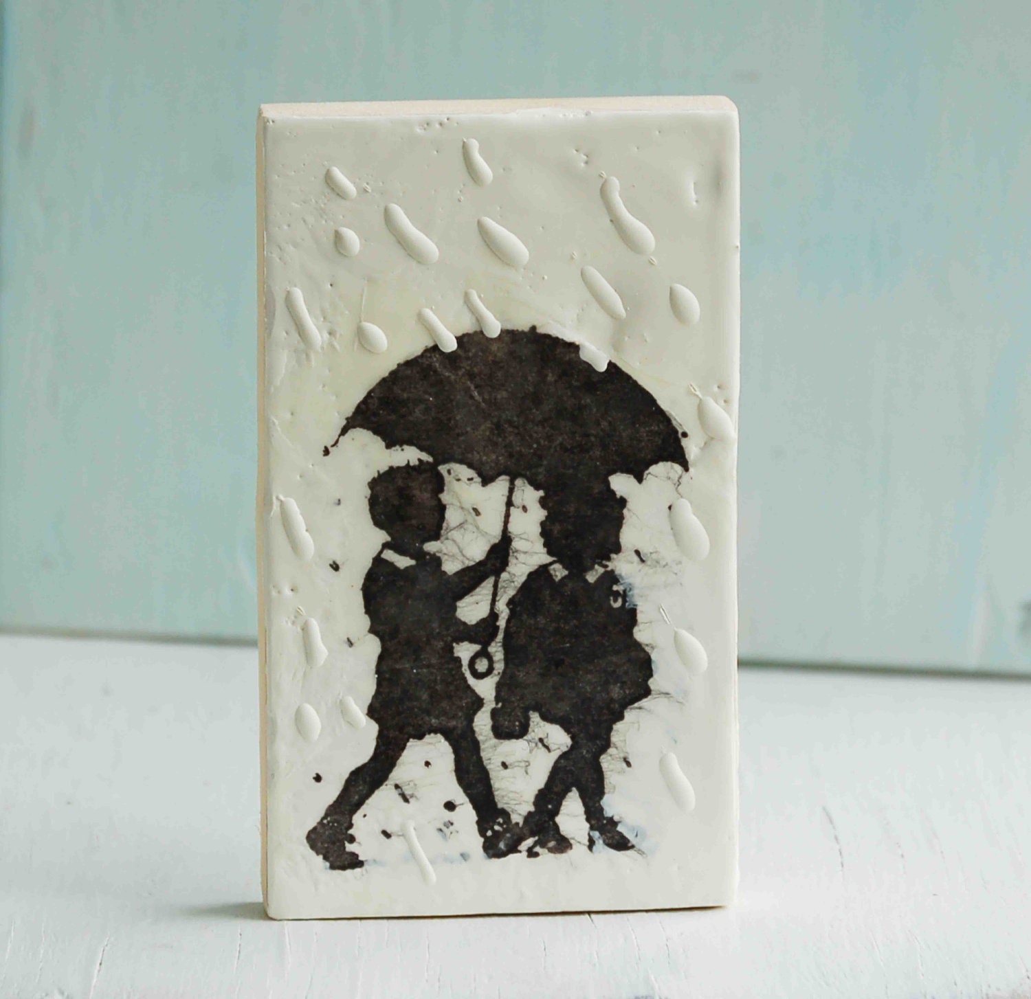 Rainy Day FRIENDS Original Encaustic Painting