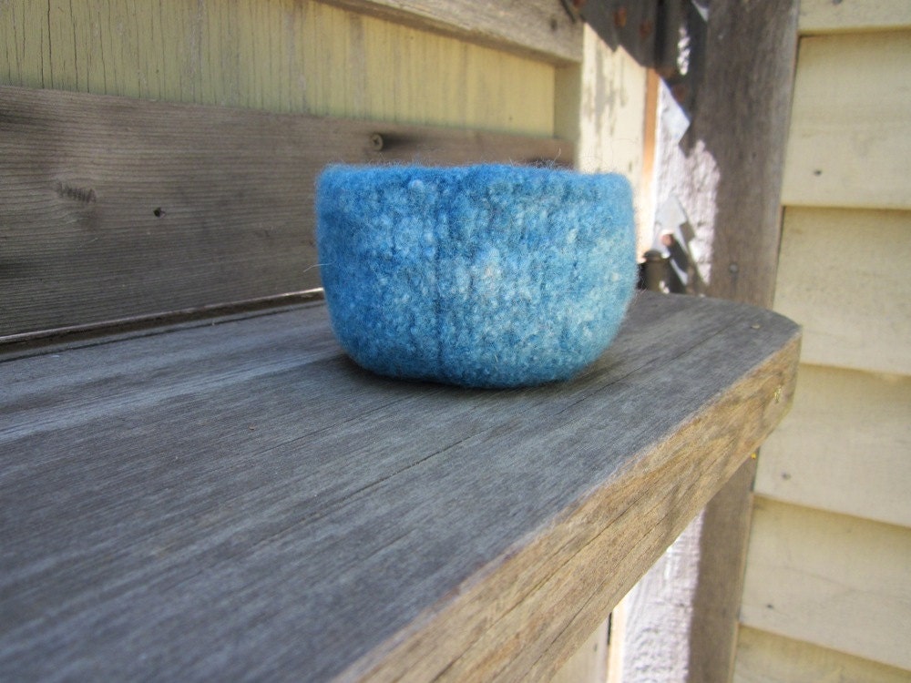 Felted Wool Bowl Mini - Mediterranean Turquoise Blue
