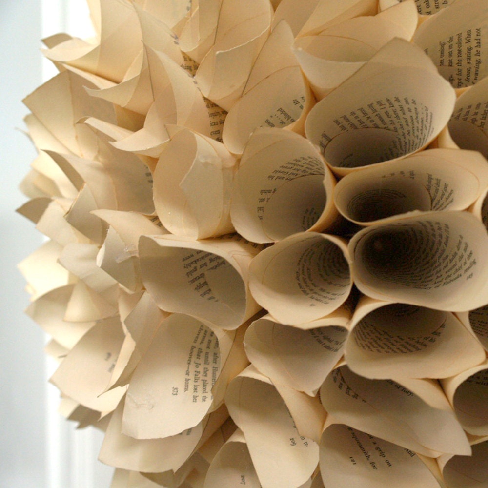 Upcycled Book Paper Wreath - Ready to Ship - 18"